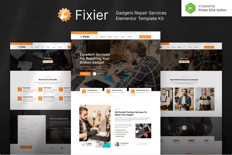 FIXIER – GADGETS & ELECTRONICS REPAIR SERVICES ELEMENTOR TEMPLATE KIT